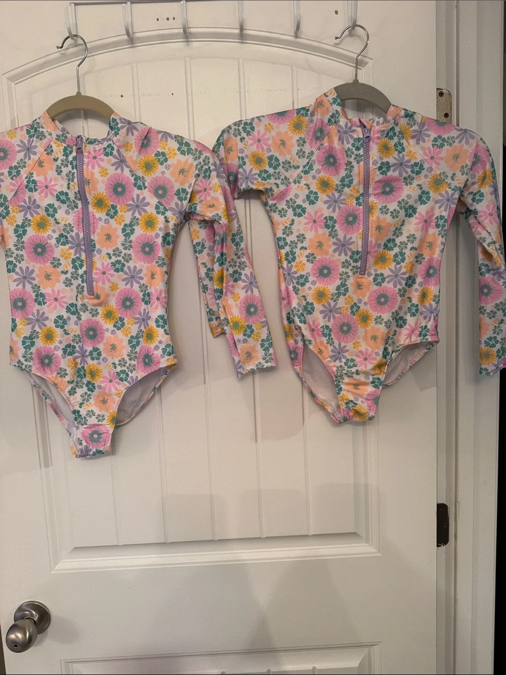 wonder nation Floral Long-Sleeve One-Piece Swimsuit - Pink, Yellow & Purple